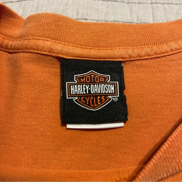 Harley Davidson Men's Orange Ride The Plank Grand Cayman Short Sleeve Shirt 2XL - Picture 2 of 9